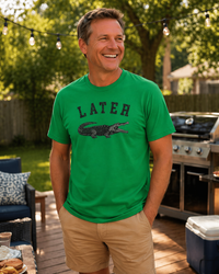 Load image into Gallery viewer, Mens Later Alligator T Shirt Funny Gator Joke Saying Tee for Dads with Special Message for Dad in inside back Collar