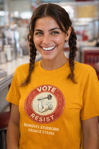 Load image into Gallery viewer, ARM &amp; HAMMER VOTE &amp; RESIST T-Shirt- REMOVE THOSE ORANGE STAINS