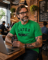 Load image into Gallery viewer, Mens Later Alligator T Shirt Funny Gator Joke Saying Tee for Dads with Special Message for Dad in inside back Collar